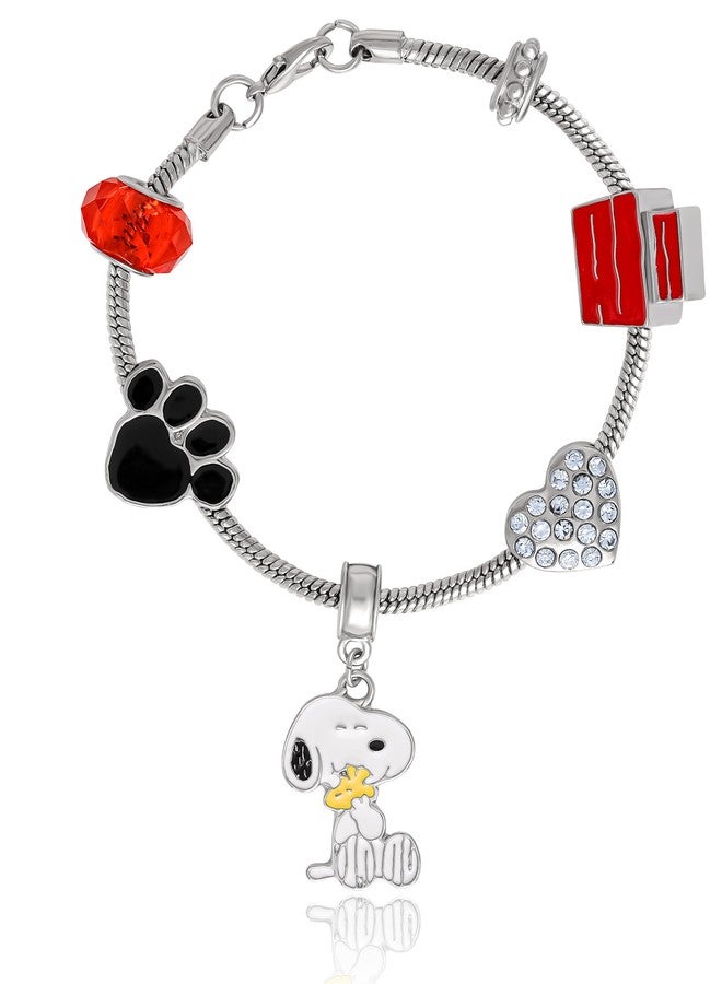 SALLY ROSE Snoopy Charm Bracelet for Women 7" Official License, Fashion Peanuts Gang Bracelet Official License - Image 1