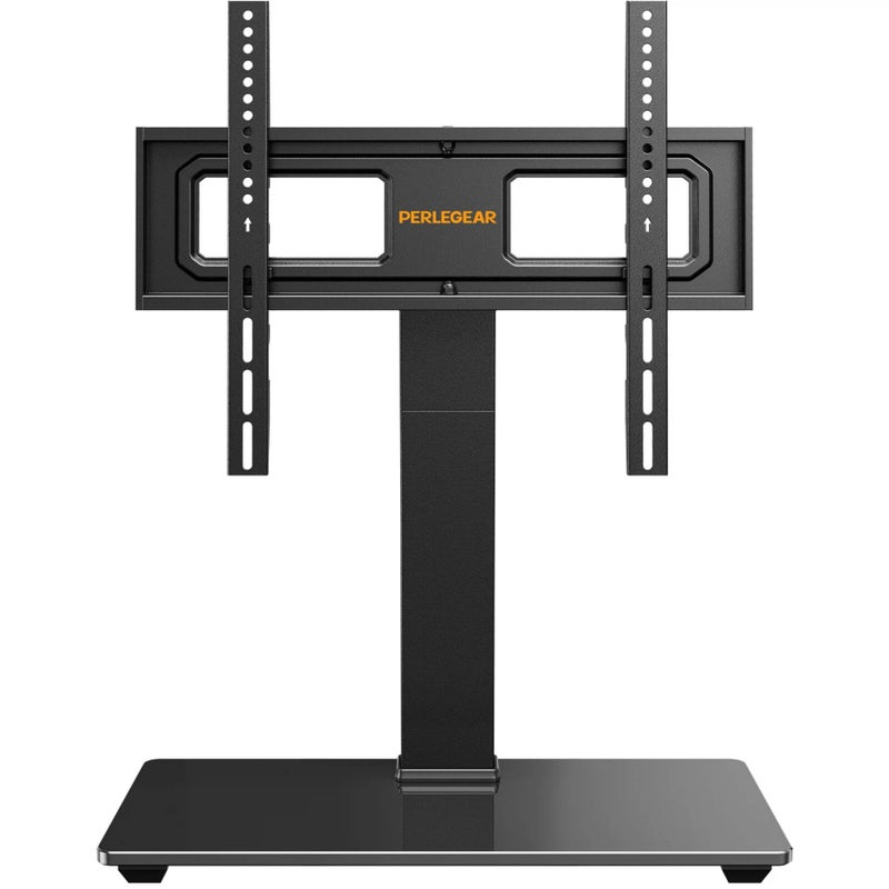 Perlegear Universal Swivel TV Stand Base for 32â€“70 inch TVs, Height Adjustable Table Top TV Stand Mount with Tilt, Tempered Glass Base, Holds up to 88 lbs - Image 1