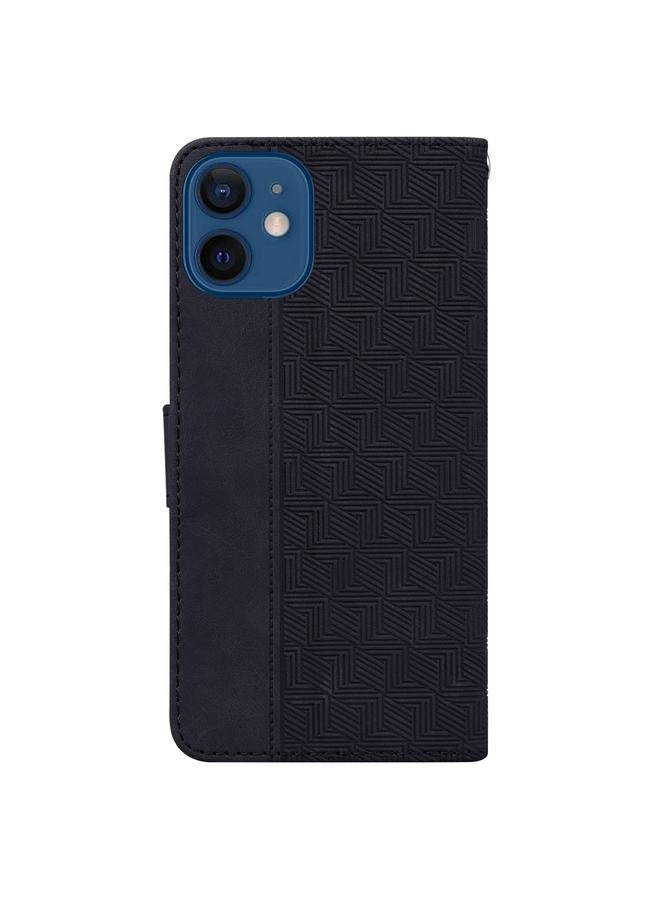 اس-توب جراب لهاتف iPhone 12 mini مصنوع من الجلد المنقوش هندسيًا - Image 3