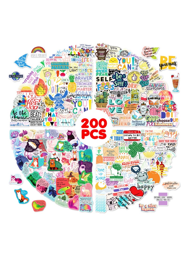 200 PCS Inspirational Quote Stickers Vinyl Waterproof Motivational Stickers for Teens and Adults Trendy Positive Sticker for Water Bottles Laptop Scrapbook Journal