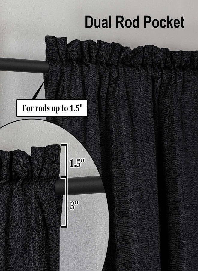 Lecloud Black Valances for Windows 1 Piece, Faux Linen Textured Short Kitchen Curtain for Small Windows with Dual Rod Pocket, Window Valance Curtain for Living Room Bedroom Cafe, 60" W x 14" L - Image 4