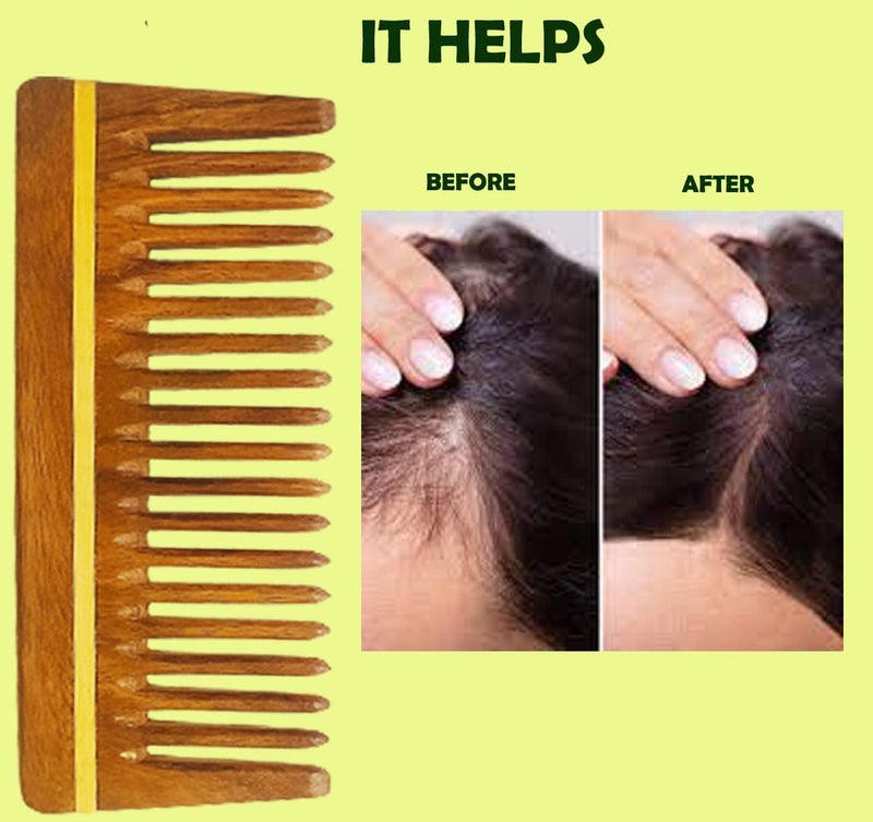 Rufiys Pure Neem Wooden Comb for Women & Men | Hair Growth |Dandruff Remover (Small Wide tooth) - Image 4
