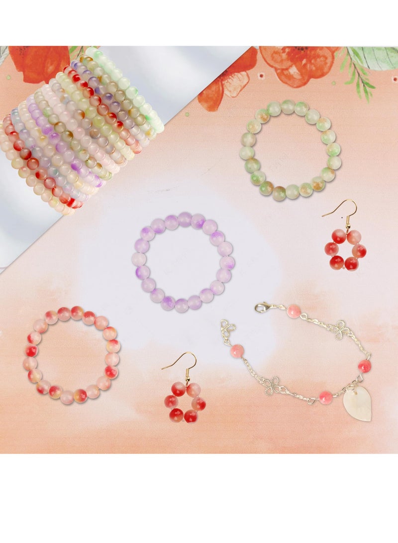 Pcs 8mm Glass Beads for Jewelry Making, 24 Colors Crystal Beads Bracelet Making Kit for Bracelet Making and DIY Crafts, Candy Style Perfect Beading Supplies for DIY Jewelry - Image 3