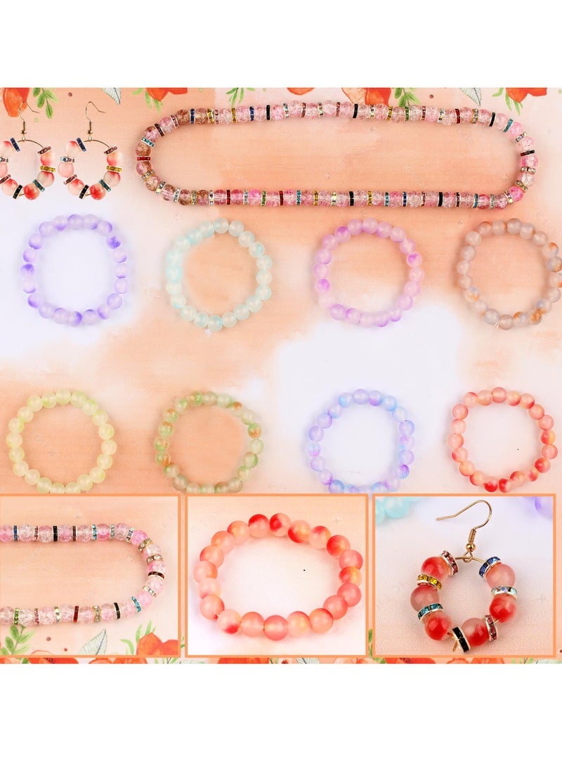 Pcs 8mm Glass Beads for Jewelry Making, 24 Colors Crystal Beads Bracelet Making Kit for Bracelet Making and DIY Crafts, Candy Style Perfect Beading Supplies for DIY Jewelry - Image 5