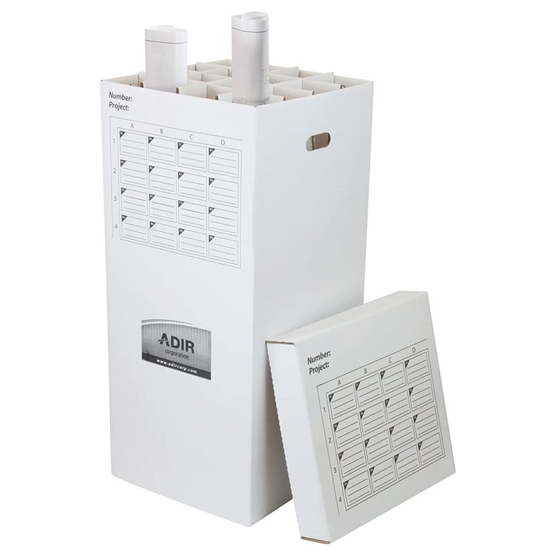 Adir Corp. Adir Cardboard Roll File Storage Organizer - Vertical File Sorter - Blueprint, Poster, Plans, Gift Wrap, And Map Holder Station-16 Slots (for Rolls up to 37 Inches Long) - Image 1