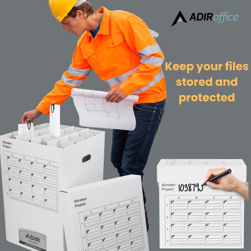 Adir Corp. Adir Cardboard Roll File Storage Organizer - Vertical File Sorter - Blueprint, Poster, Plans, Gift Wrap, And Map Holder Station-16 Slots (for Rolls up to 37 Inches Long) - Image 4