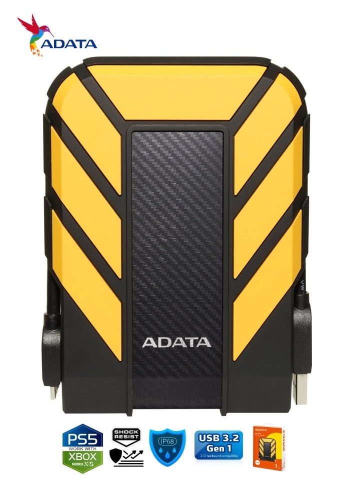 ADATA HD710 Pro DURABLE 1TB External HDD | Fast Data Anti-Shock Hard Drive | Compatible with PS5 XBOX | Shockproof Waterproof | Yellow  - Image 3