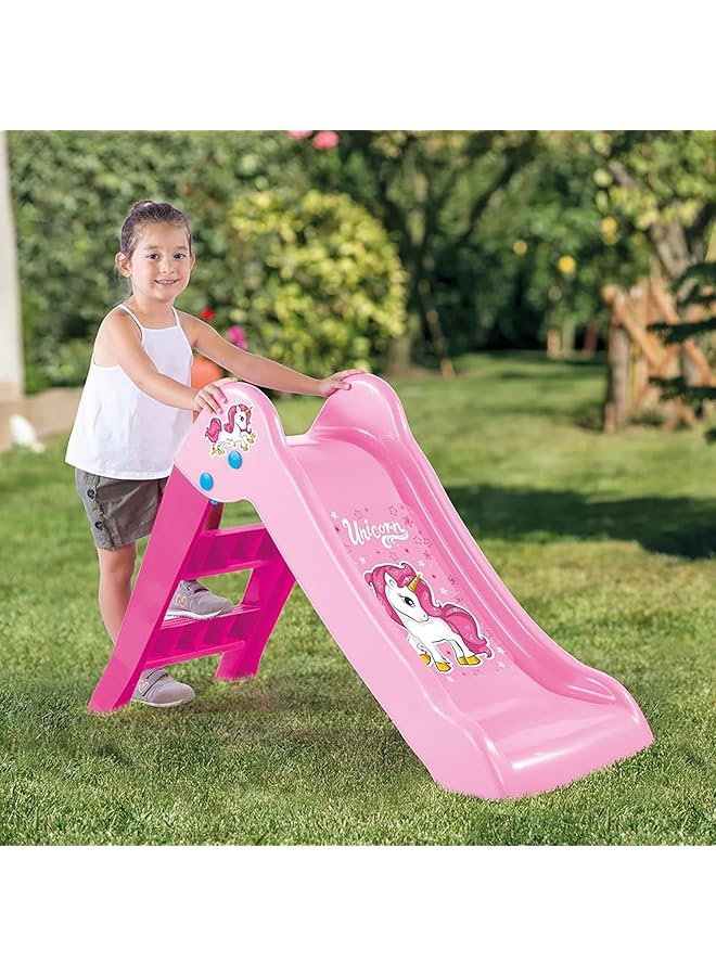 Dolu Foldable Unicorn Kids Slide (111 X 47 X 70 Cm) Slide With Ladder For Outdoor And Indoor Use Pink - Image 4