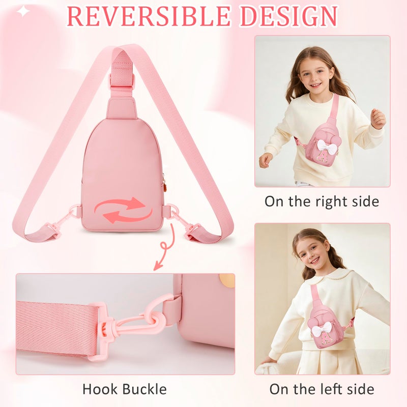 CLOUDWINGS Valentines Day Gifts for Kids, Personalized Birthday Gift for Girls Initial Sling Bag, Small Adjustable Crossbody Bag Cute Purse for 3-8 Years Old Kids (Pink, A) - Image 5