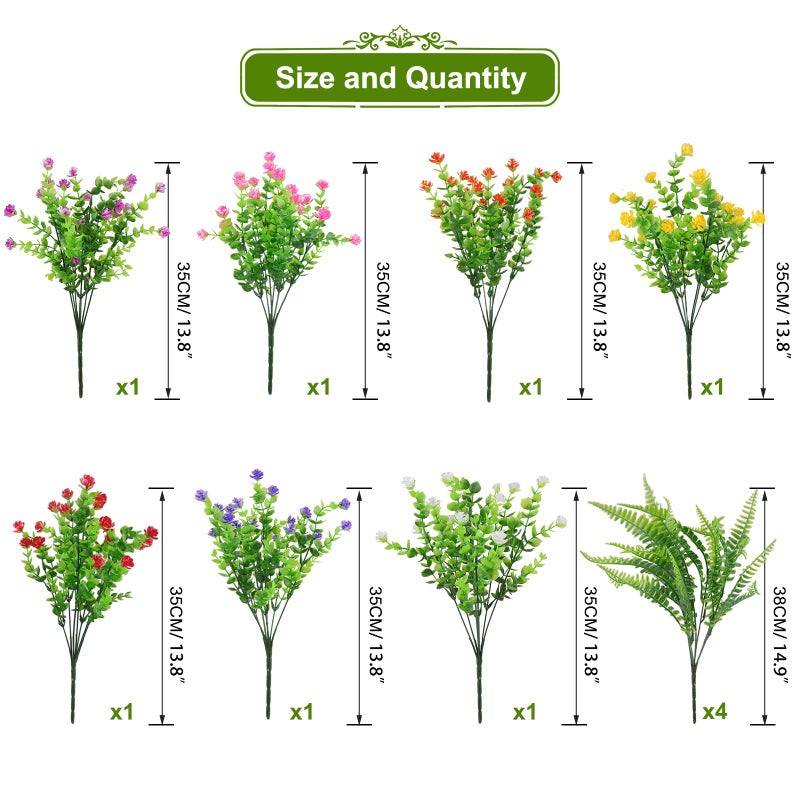 Elecxlink Artificial Fake Hanging Plants Flowers Basket for Outdoor Spring Summer Decorarion, UV Resistant Faux Rose Eucalyptus Boston Ferns Plants for Indoor Outside Garden Porch Patio Balcony Decor - Image 3