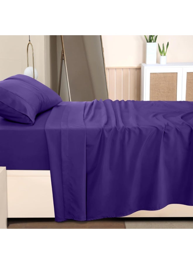 Utopia Bedding Twin Sheet Set â€“ 3 Piece Bed Sheets for Twin Size Bed, Soft and Breathable Microfiber, Includes 1 Fitted Sheet, 1 Flat Sheet and 1 Pillowcase (Egg Plant) - Image 5