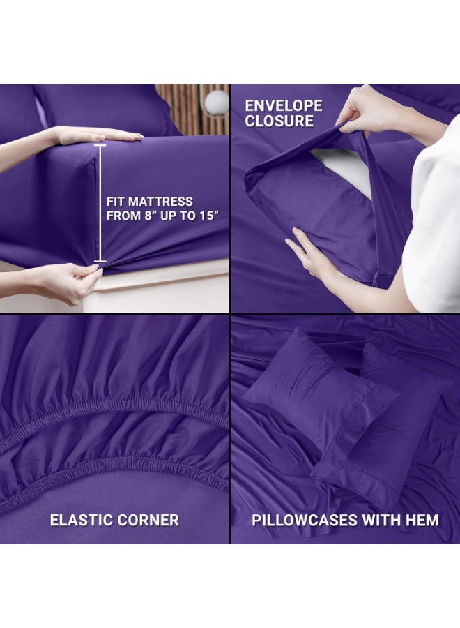 Utopia Bedding Twin Sheet Set â€“ 3 Piece Bed Sheets for Twin Size Bed, Soft and Breathable Microfiber, Includes 1 Fitted Sheet, 1 Flat Sheet and 1 Pillowcase (Egg Plant) - Image 3