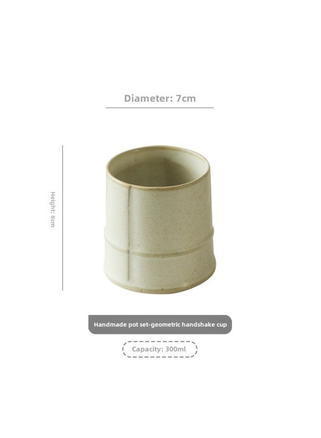 Yilongxuan Ceramic Hand-painted Water Cup Set Household Living Room Water Cup Hand-painted Coffee Cup Teapot Kettle-Color:Handmade Geometric Mug Without Handle - Image 1