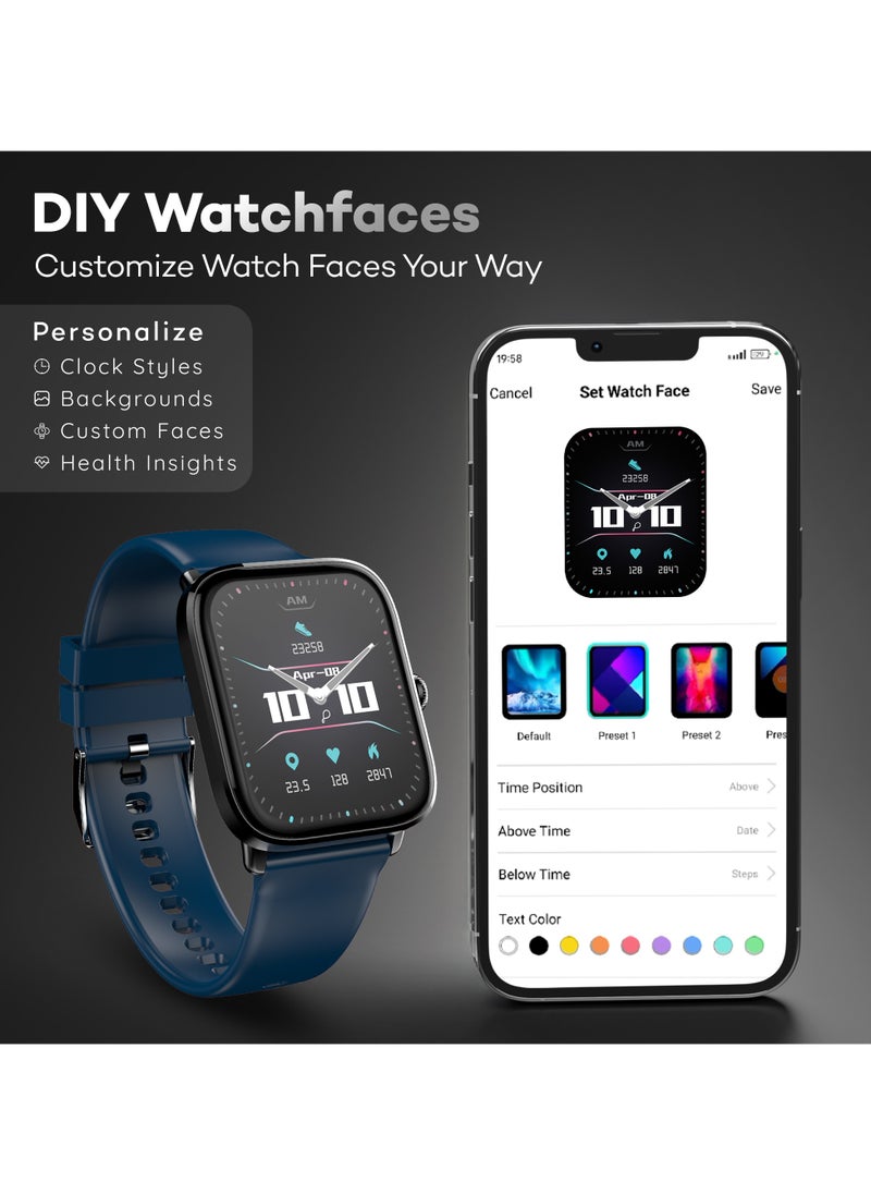 Pebble - Ultra Rapid Smart Watch for Men and Women, 1.83" HD Display, Fastest Charging, Premium Metal Build, Unisex Design, Bluetooth Calling, Health Suite, Lightweight, Fast Pairing, Winter Blue - Image 1