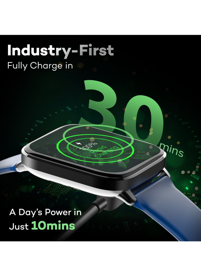 Pebble - Ultra Rapid Smart Watch for Men and Women, 1.83" HD Display, Fastest Charging, Premium Metal Build, Unisex Design, Bluetooth Calling, Health Suite, Lightweight, Fast Pairing, Winter Blue - Image 1