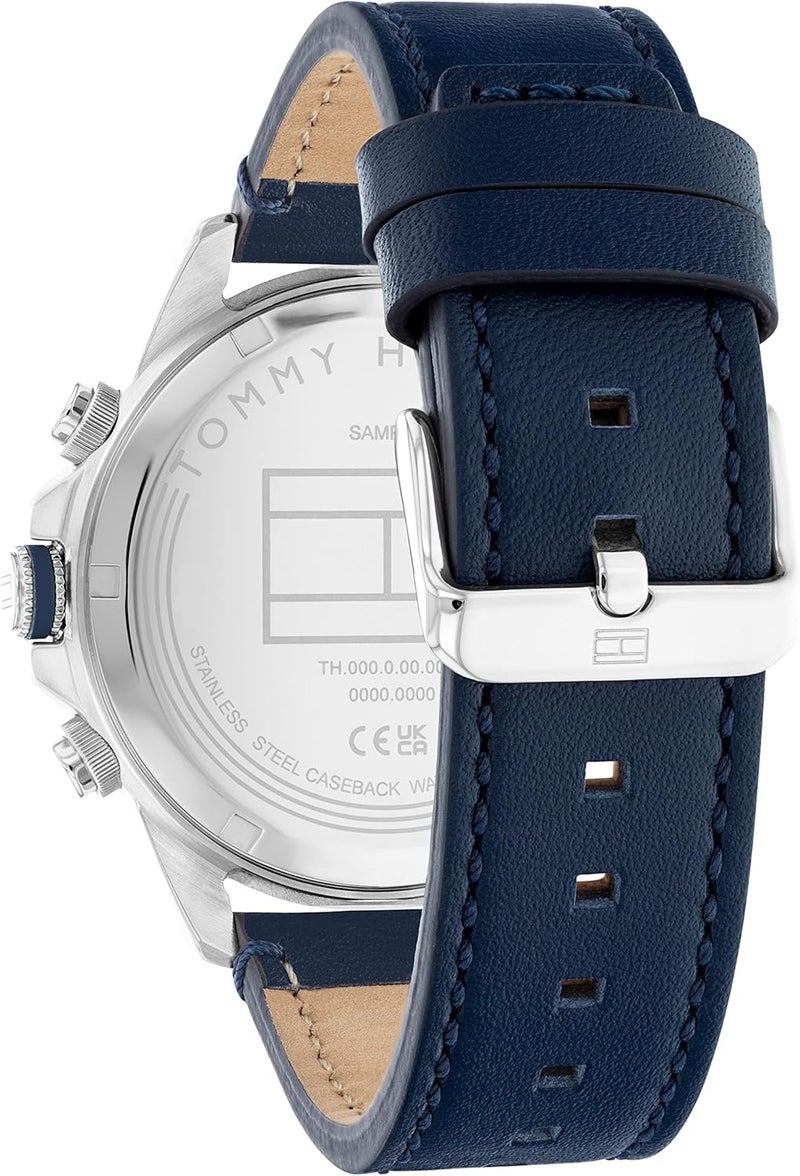 Tommy Hilfiger Men's Navy Leather Multifunction Watch - Image 3