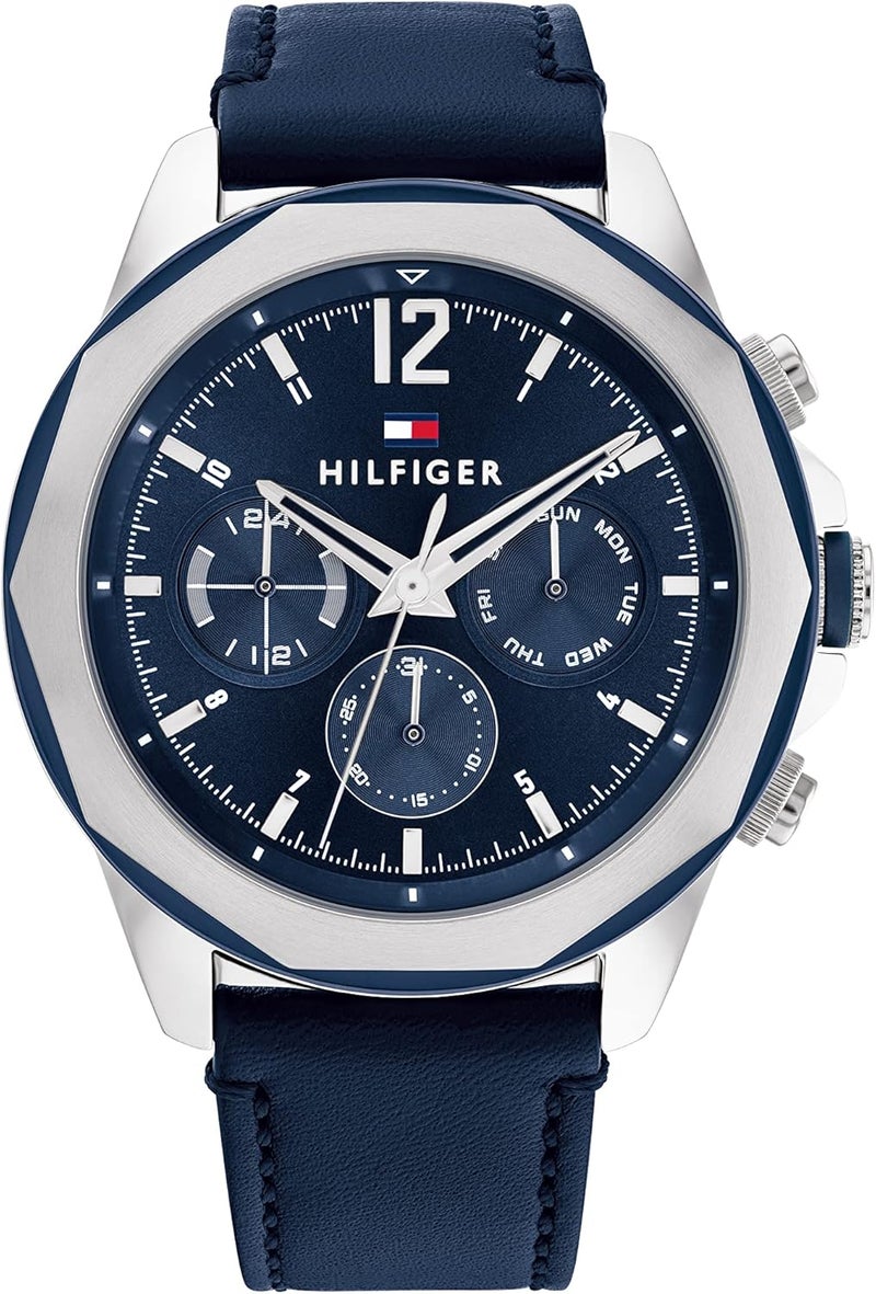 Tommy Hilfiger Men's Navy Leather Multifunction Watch - Image 1
