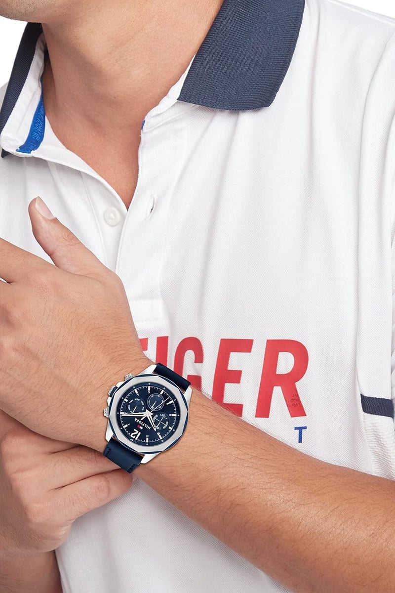 Tommy Hilfiger Men's Navy Leather Multifunction Watch - Image 4