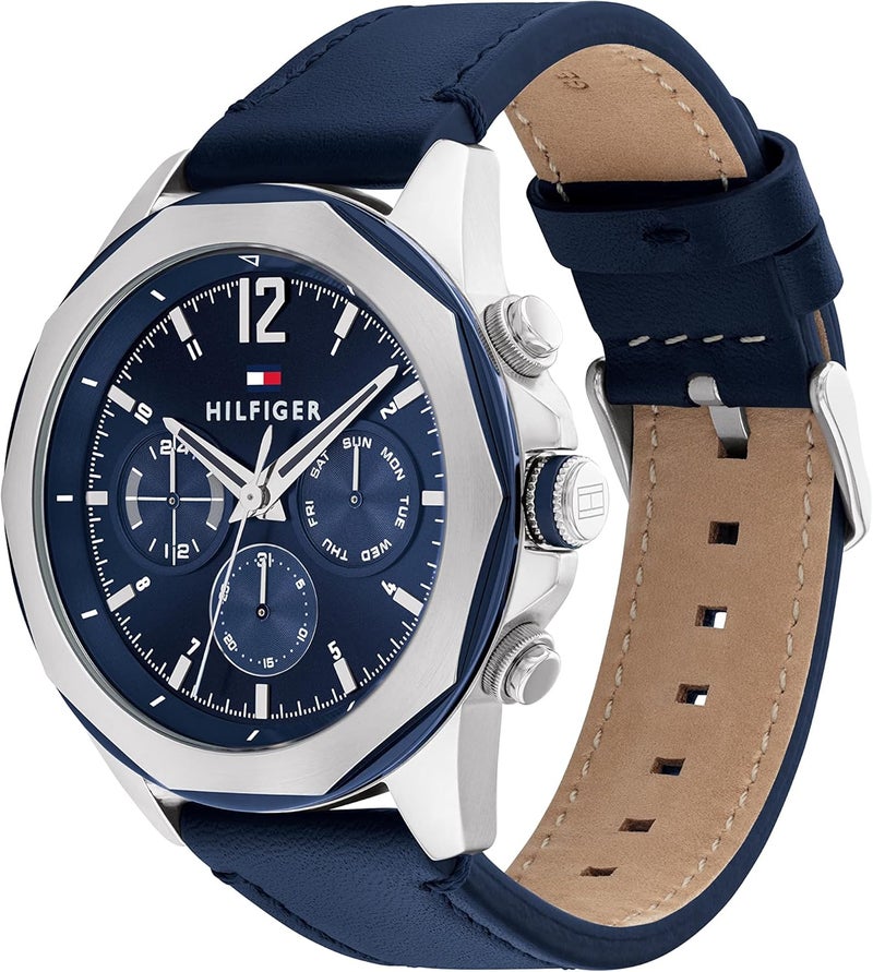 Tommy Hilfiger Men's Navy Leather Multifunction Watch - Image 2