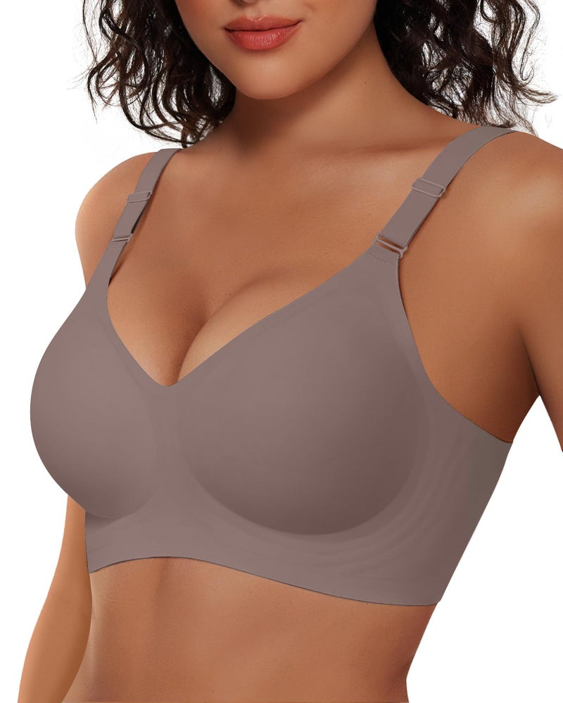 Vertvie Womens Wireless Bras No Underwire Push Up Bra Seamless Supportive Full Coverage Everyday Bras Regular and Plus Size(Grey,X-Large) - Image 1
