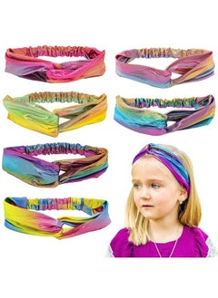 FROG SAC 6 PCS Mermaid Knotted Headbands For Girls, Little Girl Hair Accessories, Kids Knot Headwraps, Criss Cross Tie Dye Head Bands, Mermaid Headband Party Favors, Cute Turban Hairbands, Metallic Ha  - Image 1