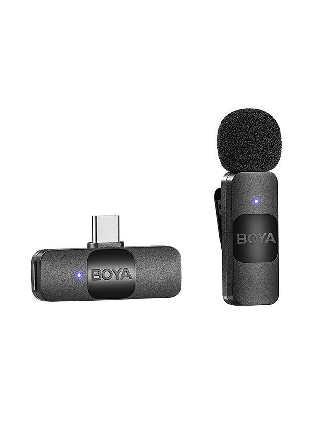 BOYA BY-V10 Wireless Lavalier Lapel Microphone for Android Smartphone Laptop - Omnidirectional USB C Condenser Video Recording Mic for Interview Podcast Vlog - Image 1