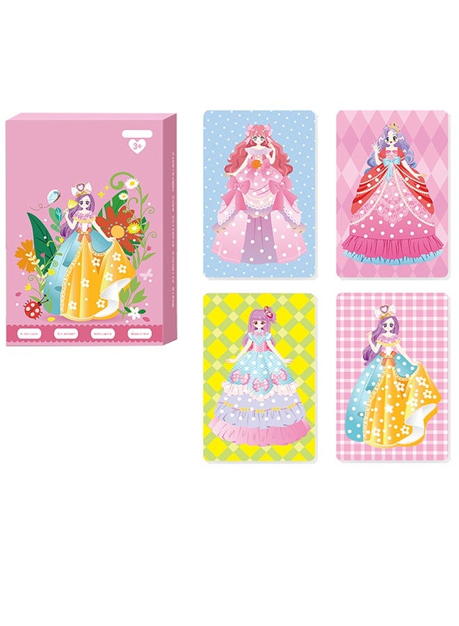 MaBaby Children's Changing Gift Stickers Creative Puzzle Puncture Painting Fabric Art Frenzy, Poke Art DIY Toys for Girls, DIY Poking Drawing Dress Up Boards, Paper Craft Kit Kids Toys Gifts - Image 1