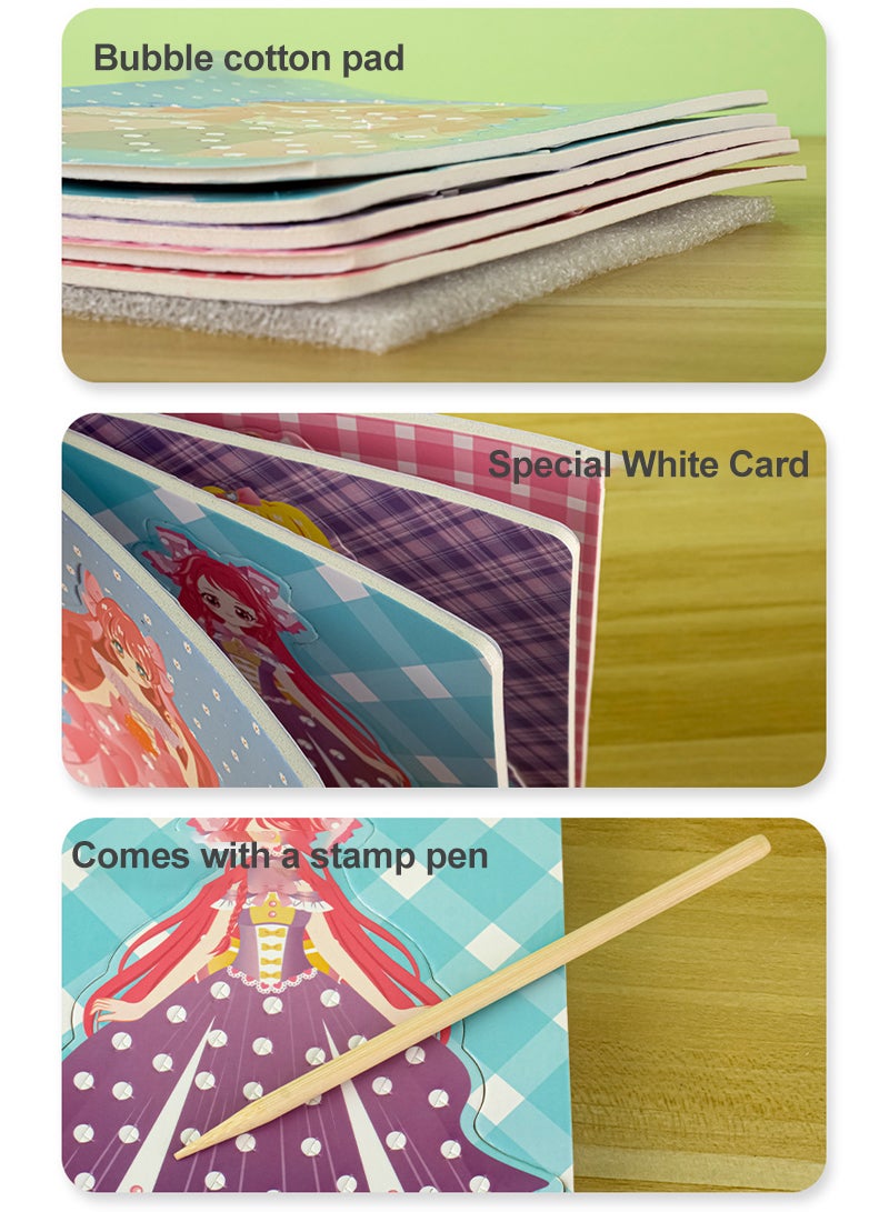 MaBaby Children's Changing Gift Stickers Creative Puzzle Puncture Painting Fabric Art Frenzy, Poke Art DIY Toys for Girls, DIY Poking Drawing Dress Up Boards, Paper Craft Kit Kids Toys Gifts - Image 4