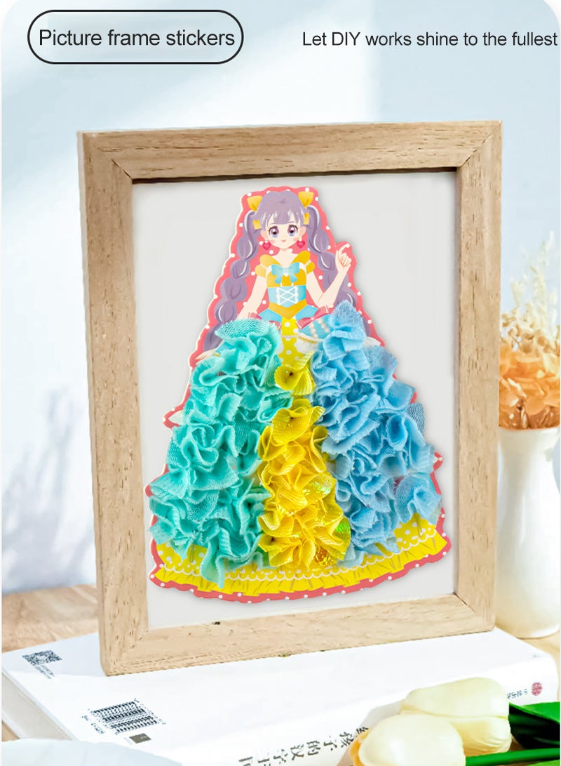 MaBaby Children's Changing Gift Stickers Creative Puzzle Puncture Painting Fabric Art Frenzy, Poke Art DIY Toys for Girls, DIY Poking Drawing Dress Up Boards, Paper Craft Kit Kids Toys Gifts - Image 3