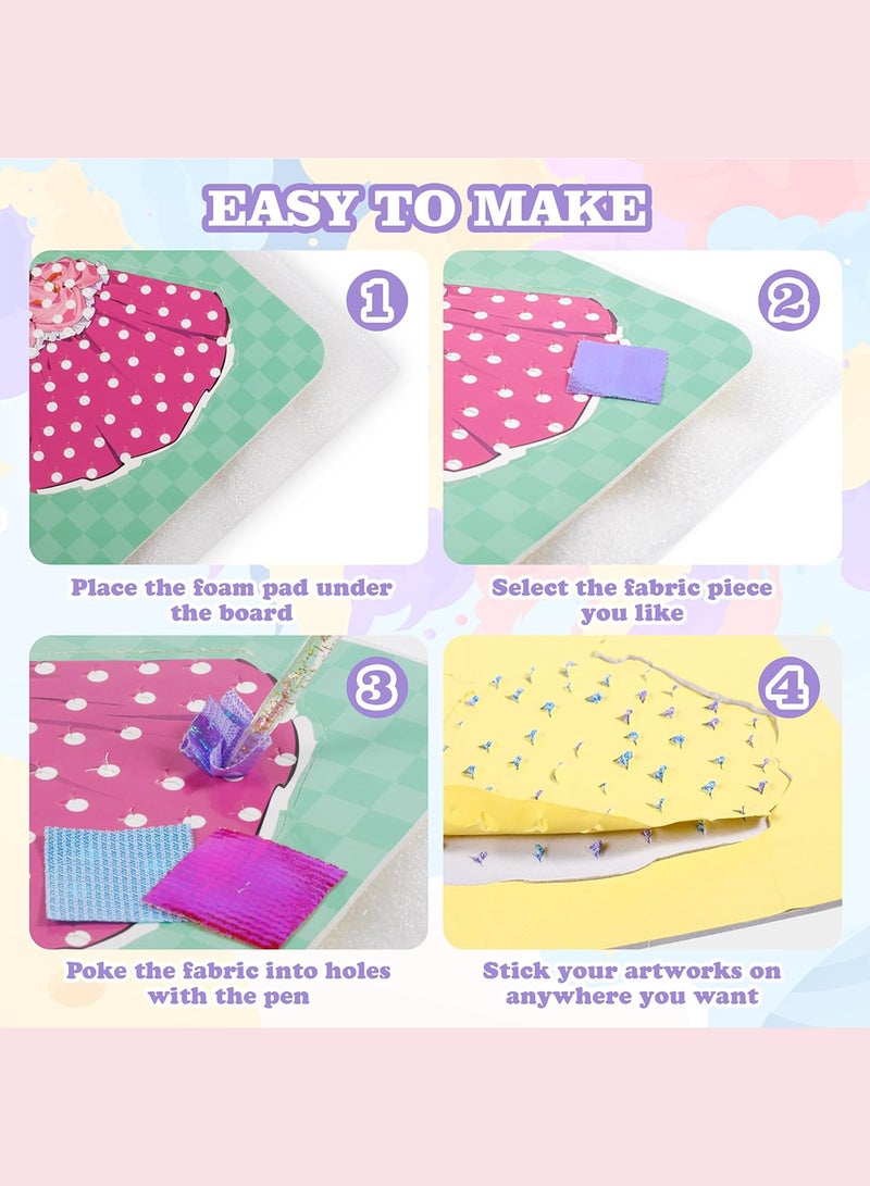 MaBaby Children's Changing Gift Stickers Creative Puzzle Puncture Painting Fabric Art Frenzy, Poke Art DIY Toys for Girls, DIY Poking Drawing Dress Up Boards, Paper Craft Kit Kids Toys Gifts - Image 5