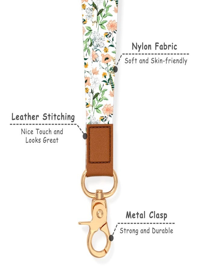 Hsxnam Neck Lanyard Key Chain, Long Lanyard Strap Keychain Holder for Women Men Car Keys ID Badges Card Wallet Phone Camera, White Wideflowers, 8x0.3 inch - Image 3