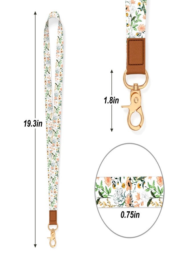 Hsxnam Neck Lanyard Key Chain, Long Lanyard Strap Keychain Holder for Women Men Car Keys ID Badges Card Wallet Phone Camera, White Wideflowers, 8x0.3 inch - Image 2