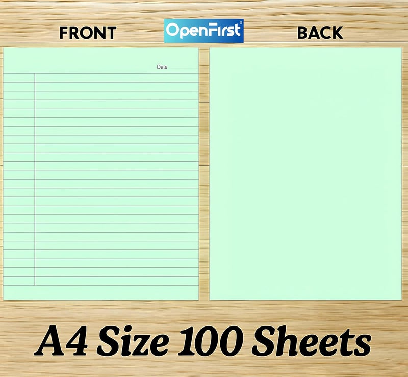 OPENFIRST ® A4 Mint Green Ruled Assignment Sheets – 80 GSM Premium Ultra Smooth Paper | Single Side Ruled | Ideal for School, Office, Notes, Projects & more (Pack of 100) - Image 4
