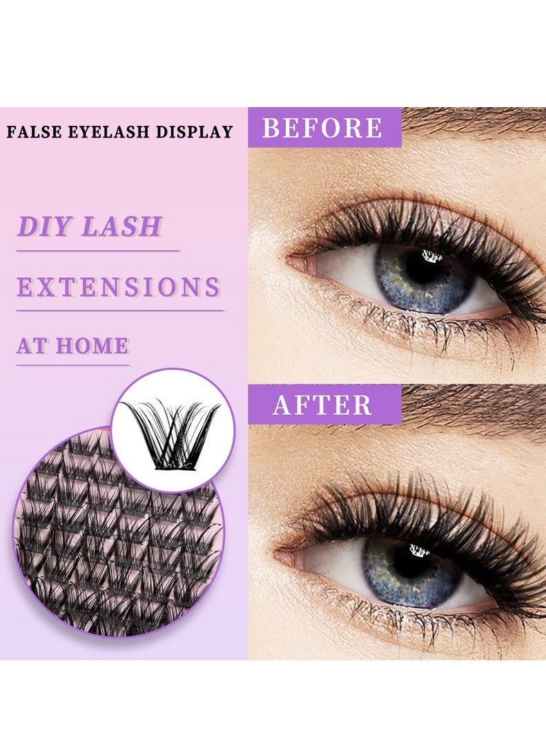 FLYROAD Thick false eyelashes, single cluster of hairs 10-16mm, curled and thick mixed false eyelashes, with tweezers and brush - Image 4