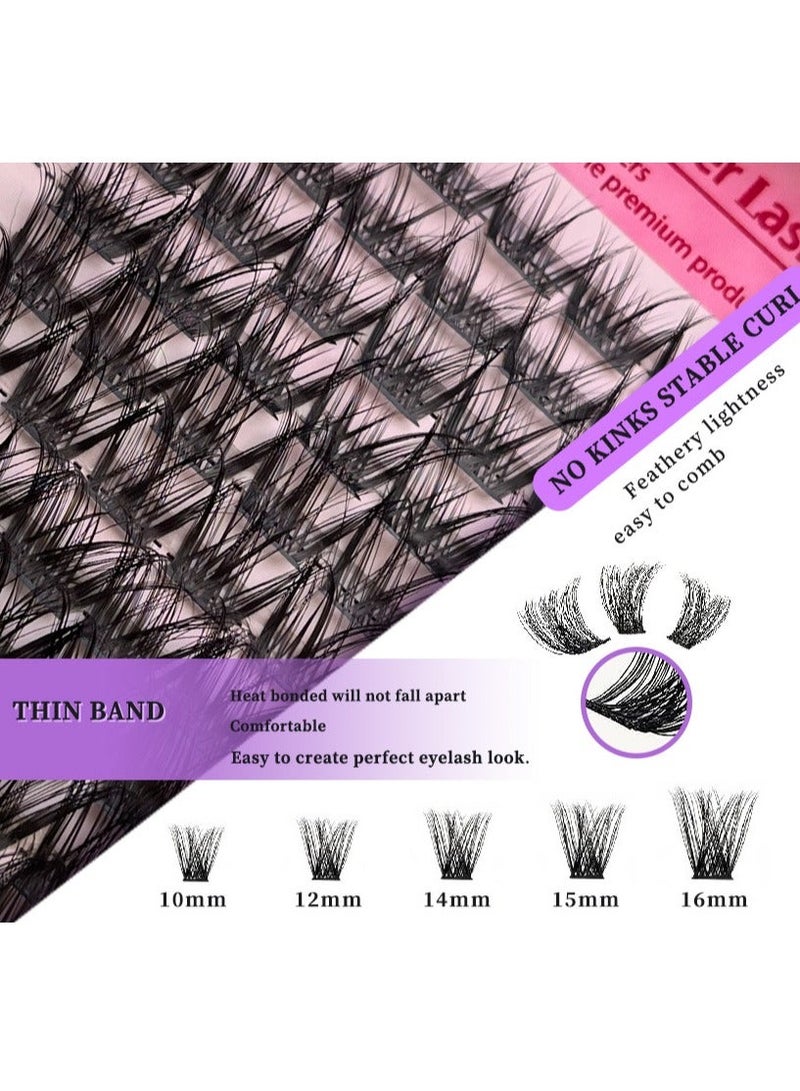 FLYROAD Thick false eyelashes, single cluster of hairs 10-16mm, curled and thick mixed false eyelashes, with tweezers and brush - Image 3