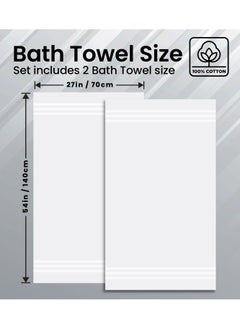 Infinitee Xclusives Infinitee Xclusives Premium Cotton Bath Towels Set of 2, 27 x 54 Inches (70 cm x 140 cm) Soft, Highly Absorbent, Quick Dry Towels - Perfect Towels for Bathroom, Gym, Spa & Hotel (White)  - Image 5