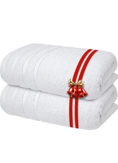 Infinitee Xclusives Infinitee Xclusives Premium Cotton Bath Towels Set of 2, 27 x 54 Inches (70 cm x 140 cm) Soft, Highly Absorbent, Quick Dry Towels - Perfect Towels for Bathroom, Gym, Spa & Hotel (White)  - Image 1