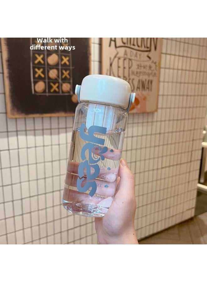 Handy High-value Plastic Water Cup Men's And Women's Portable Children's Students Direct Drinking Cup Summer Heat-resistant Sports Transparent Small Cup-Color:Dark Green Belt Rotary Tea House-Capacity:650ml  - Image 4