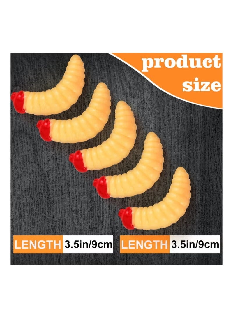 Fake Fishing ait, 200 Pcs Soft Maggot Baits Fake Worms for Fishing Bass Fishing Lures for Freshwater Artificial Wax Worms Gross Plastic Worms, for Freshwater Saltwater Lake Trout Ice Fishing - Image 2