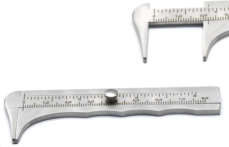 Handy Sliding Gauge Stainless Steel Vernier Caliper Ruler Measuring Tool Double Scales mm/inch Mini Pocket Ruler 80mm