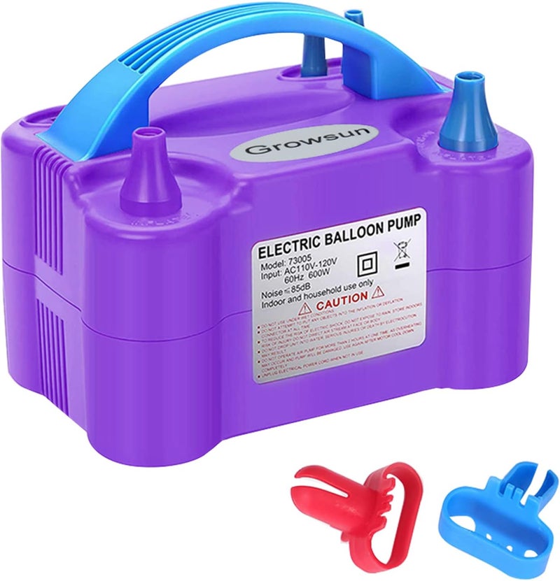 Growsun Electric Balloon Pump Air Inflator Portable Automatic Dual Nozzle Balloon Blower 110V 600W for Birthday Baby Shower Balloons Party Decorations - Image 1