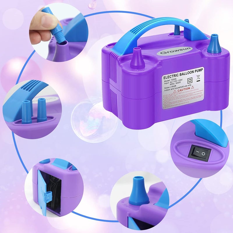 Growsun Electric Balloon Pump Air Inflator Portable Automatic Dual Nozzle Balloon Blower 110V 600W for Birthday Baby Shower Balloons Party Decorations - Image 3