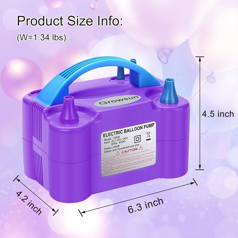 Growsun Electric Balloon Pump Air Inflator Portable Automatic Dual Nozzle Balloon Blower 110V 600W for Birthday Baby Shower Balloons Party Decorations - Image 2