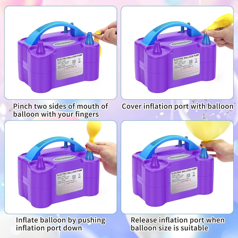 Growsun Electric Balloon Pump Air Inflator Portable Automatic Dual Nozzle Balloon Blower 110V 600W for Birthday Baby Shower Balloons Party Decorations - Image 4