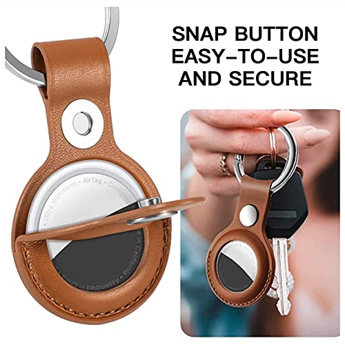 GadgetBite Portable Protective Case Anti-Scratch Cover with Keychain Compatible with AirTags 2021[Airtags Not Included]-Dark Brown - Image 4