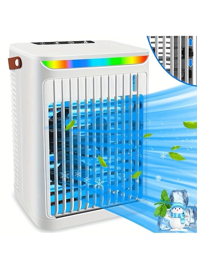 مكيف هواء محمول 5 في 1: مروحة صغيرة، مبرد تبخيري، مرطب، 3 سرعات، لون أبيض - Image 1