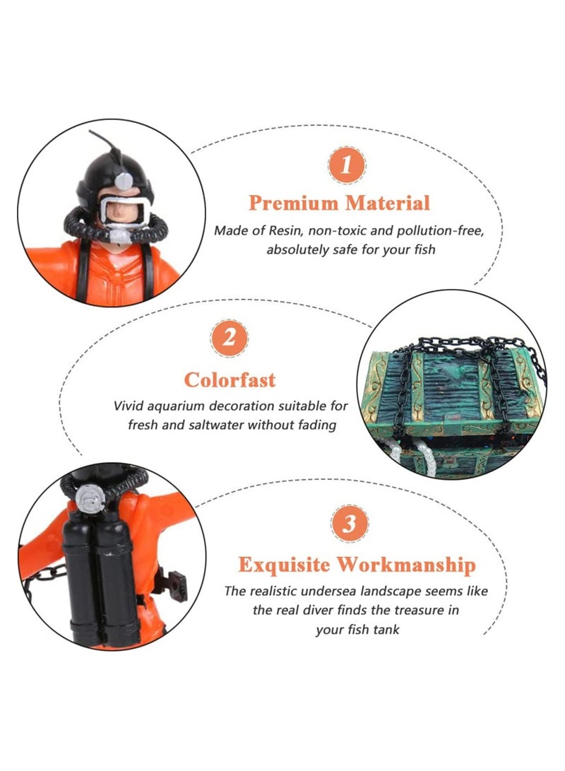 SYOSI تزيين حوض السمك، تمثال الغواص العائم، منظر حوض السمك الصغير، ديكور مائي بحري، ديكور حوض السمك البحري، تمثال مغامرة الغواصة، تزيين كنز البحر لزينة حوض السمك في المنزل، فنون وحرف للتزيين - Image 4