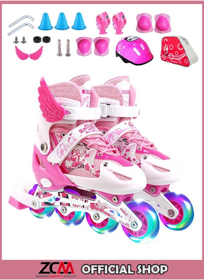 ZCM-HAPPY - Adjustable Inline Skates Roller Skate Set with LED 4 Wheel Flashing Lights - Image 1