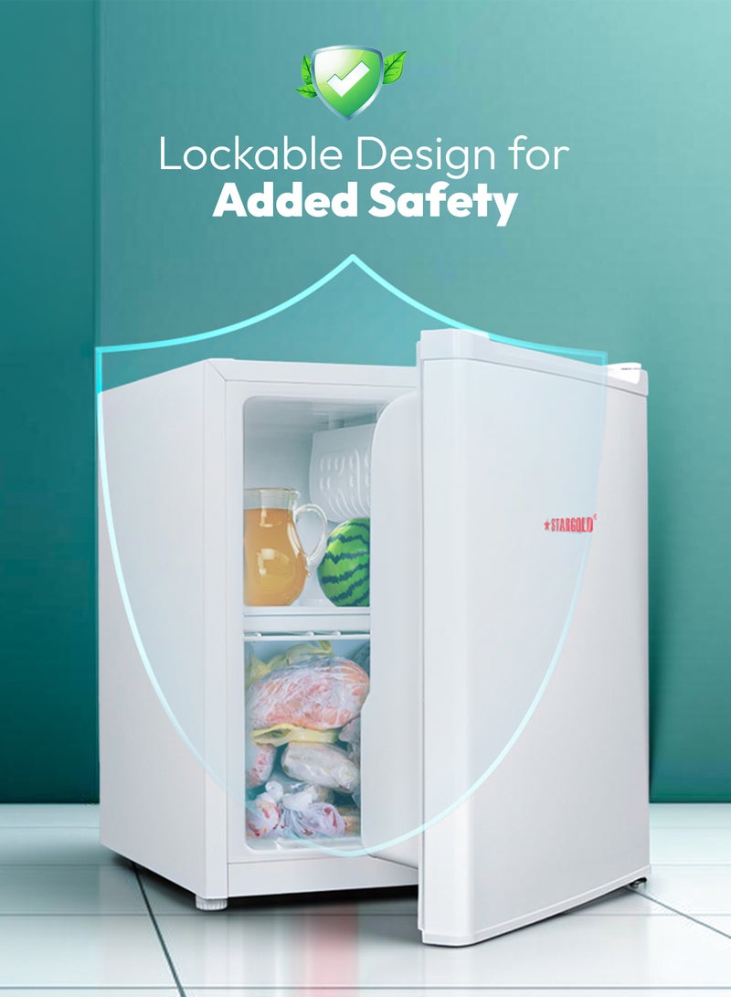 Stargold Small Upright Freezer 45L Mini Standalone Freezer, 90W 220-240V Non-Inverter Compressor Fridge, Refrigerant R600a, 4 Star Energy, Freezer Compartment, Mechanical Control, Reversible Door, Recessed ABS Handle & Low Noise System for Home & Office Small Chest Freezer, SG-HF45L White - Image 3