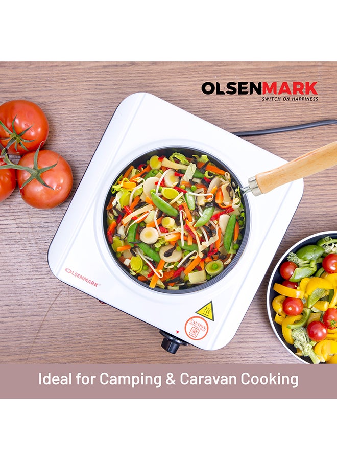 Olsenmark Single Burner Electric Hot Plate with Overheat protection, Indicator Light and Auto-Thermostat Control 1500 W OMHP2095 White/Black - Image 5